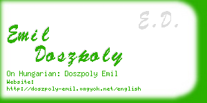 emil doszpoly business card